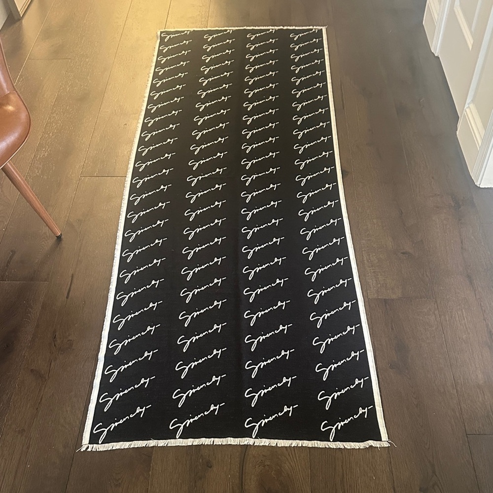 Givenchy Black and White Silk Scarf/ Blanket- Authentic
